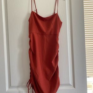 Burnt orange Abercrombie and fitch ruched dress